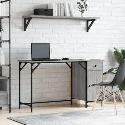 vidaXL computerbord 131x48x75 cm konstrueret træ grå sonoma-eg