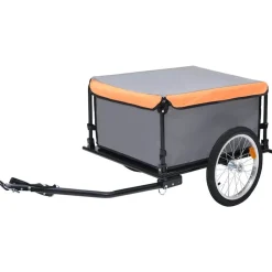 vidaXL cykelanhænger 65 kg grå og orange