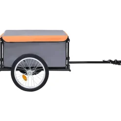 vidaXL cykelanhænger 65 kg grå og orange