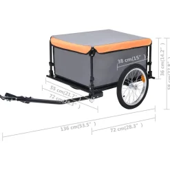 vidaXL cykelanhænger 65 kg grå og orange