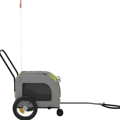 vidaXL Cykelanhænger til kæledyr Grøn og grå 125 x 53 x 54 cm
