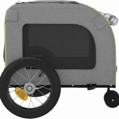 vidaXL Cykelanhænger til kæledyr Grøn og grå 125 x 53 x 54 cm