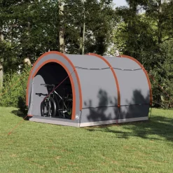 vidaXL Cykelopbevaringstelt med tag Grå og orange 256 x 222 x 182 cm