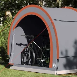 vidaXL Cykelopbevaringstelt med tag Grå og orange 256 x 222 x 182 cm