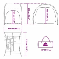 vidaXL Cykelopbevaringstelt med tag Grøn 218 x 156 x 180 cm