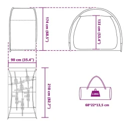 vidaXL Cykelopbevaringstelt med tag Grøn 210 x 90 x 174 cm