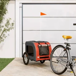 vidaXL cykeltrailer til kæledyr oxfordstof og jern orange og grå