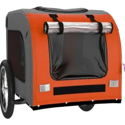 vidaXL cykeltrailer til kæledyr oxfordstof og jern orange og grå