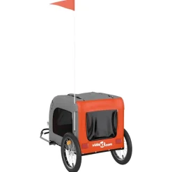 vidaXL cykeltrailer til kæledyr oxfordstof og jern orange og grå