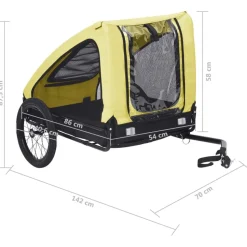 vidaXL cykeltrailer til kæledyr gul og sort