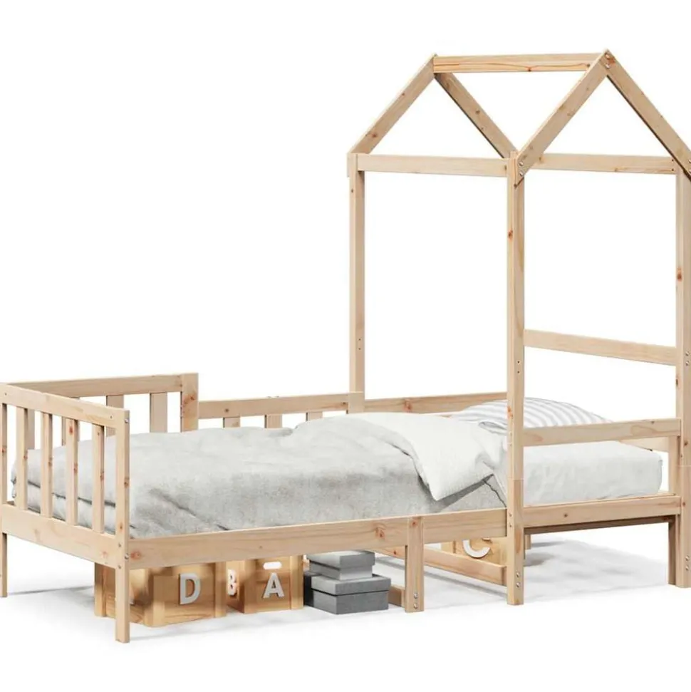 vidaXL daybed med tag 80x200 cm massivt fyrretræ