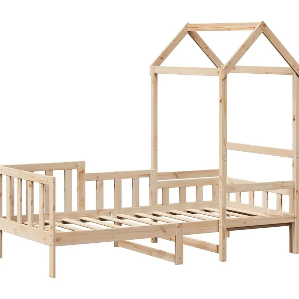 vidaXL daybed med tag 80x200 cm massivt fyrretræ