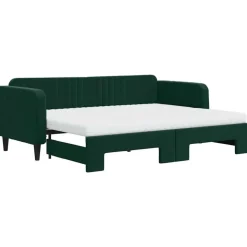 vidaXL daybed med udtræk og madras 80x200 cm velour mørkegrøn