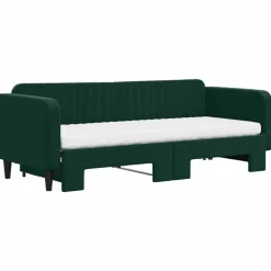 vidaXL daybed med udtræk og madras 80x200 cm velour mørkegrøn