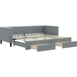 vidaXL daybed med udtræk og skuffer 80x200 cm stof lysegrå