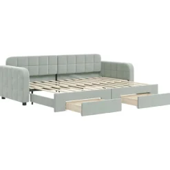 vidaXL daybed med udtræk og skuffer 80x200 cm velour lysegrå