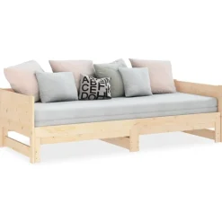 vidaXL daybed med udtræk 2x(80x200) cm massivt fyrretræ