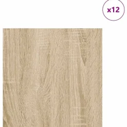 vidaXL Dekor Panels 12 pcs Sonoma eg 30 x 30 x 0,27 cm Konstrueret træ