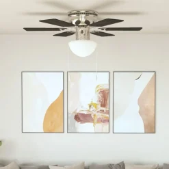 vidaXL dekorativ loftventilator med lys 82 cm mørkebrun