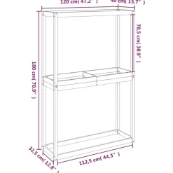 vidaXL dækreol 120x40x180 cm massivt fyrretræ
