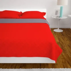 vidaXL dobbeltsidet polstret sengetæppe rød og grå 170x210 cm