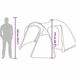 vidaXL Dome Telt Kuppel med tag med opbevaring Grøn 384 x 254 x 170 cm