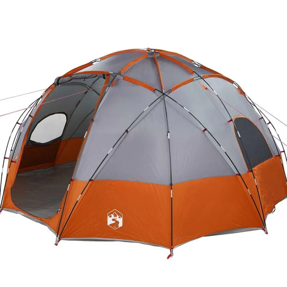 vidaXL Dome Telt med tag Grå og orange 475 x 475 x 235 cm taft
