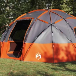 vidaXL Dome Telt med tag Grå og orange 475 x 475 x 235 cm taft