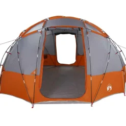 vidaXL Dome Telt med tag Grå og orange 475 x 475 x 235 cm taft