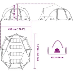 vidaXL Dome Telt 4-Personer med tag Grøn 505 x 450 x 248 cm