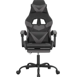 vidaXL drejelig gamingstol med fodstøtte kunstlæder sort og grå
