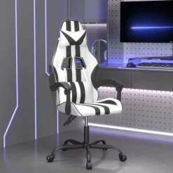 vidaXL drejelig gamingstol kunstlæder hvid og sort
