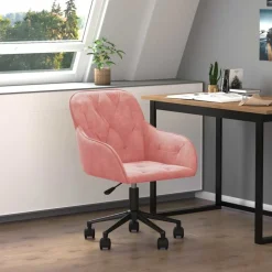 vidaXL drejelig kontorstol fløjl pink