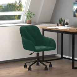 vidaXL drejelig kontorstol fløjl mørkegrøn
