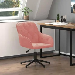 vidaXL drejelig kontorstol fløjl pink