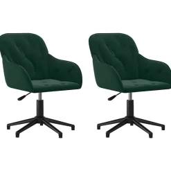 vidaXL drejelige spisebordsstole 2 stk. fløjl mørkegrøn