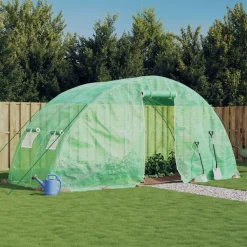 vidaXL drivhus med stålstel 10 m² 5x2x2,3 m grøn