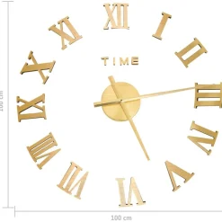 vidaXL 3D-vægur 100 cm moderne design XXL guldfarvet