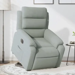 vidaXL eldrevet lænestol med løftefunktion velour lysegrå