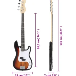 vidaXL elektrisk basguitar til begyndere inkl. taske 4/4 46