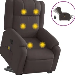 vidaXL elektrisk massagestol med løftefunktion stof mørkebrun