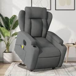vidaXL elektrisk massagestol med løftefunktion stof mørkegrå