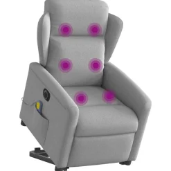 vidaXL elektrisk massagestol med løftefunktion stof skygrå