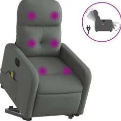 vidaXL elektrisk massagestol med løftefunktion stof mørkegrå