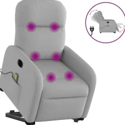 vidaXL elektrisk massagestol med løftefunktion stof skygrå