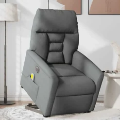 vidaXL elektrisk massagestol med løftefunktion stof mørkegrå