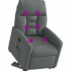vidaXL elektrisk massagestol med løftefunktion stof mørkegrå