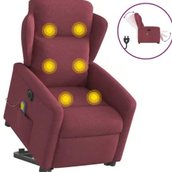 vidaXL elektrisk massagestol med løftefunktion stof vinrød