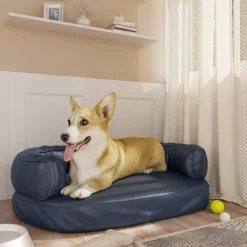 vidaXL ergonomisk hundeseng 60x42 cm skum og kunstlæder mørkeblå