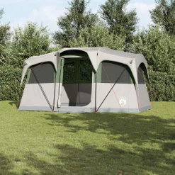 vidaXL Familietelt Hvid og grøn 435 x 255 x 216 cm Polyester og Stål